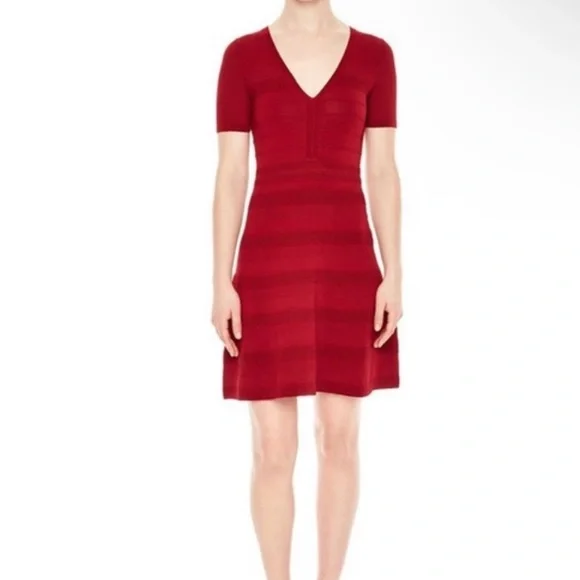 Sandro | Dresses | Sandro Knit Fit Flare Red Mini Dress | Poshmark